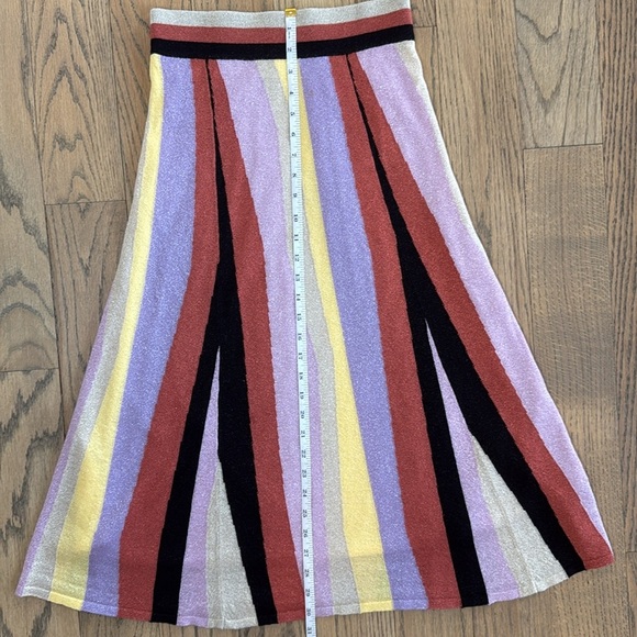 Anthropologie Laia Multi Color Striped Knit Midi Metallic Shimmer Skirt X-Small - Picture 9 of 12